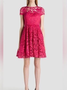 Ted Baker Fuchsia Lace Fit-and-Flare Dress size 1 ( US 4)